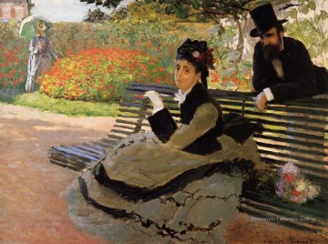 La plage alias Camille Monet sur un banc de jardin Claude Monet Peinture à l'huile